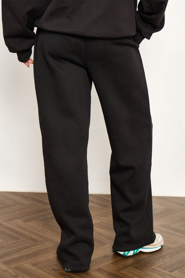 Kaiia Premium Scuba Wide Leg Joggers Black