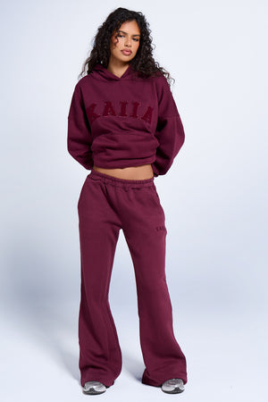 Kaiia Wide Leg Sweat Pants Deep Burgundy
