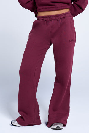 Kaiia Wide Leg Sweat Pants Deep Burgundy