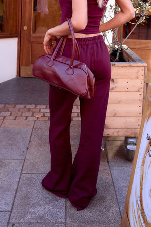 Kaiia Wide Leg Sweat Pants Deep Burgundy
