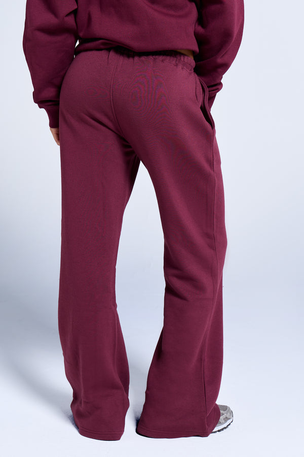 Kaiia Wide Leg Sweat Pants Deep Burgundy