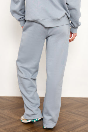 Kaiia Slogan Wide Leg Joggers Mist Grey & Yellow