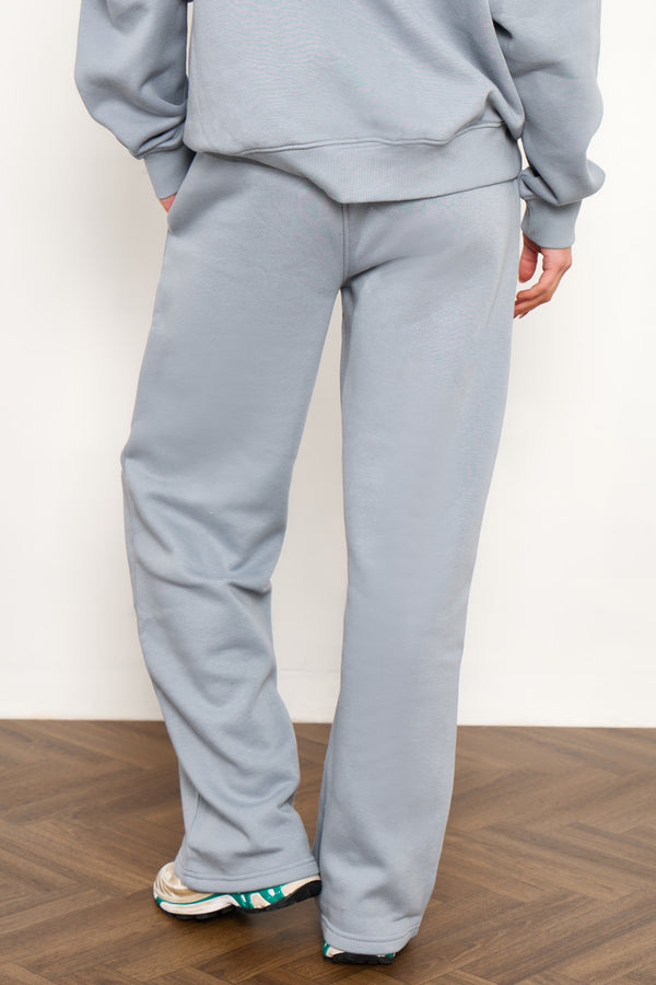 Kaiia Slogan Wide Leg Joggers Mist Grey & Yellow