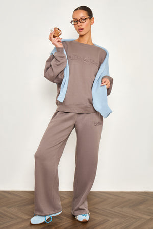 Kaiia Studio Embossed Wide Leg Joggers Storm Grey