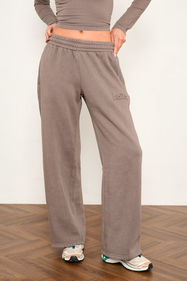 Kaiia Studio Embossed Wide Leg Joggers Storm Grey