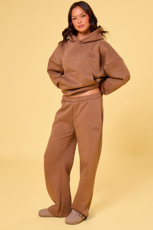 Kaiia Studio Embossed Wide Leg Joggers Caramel