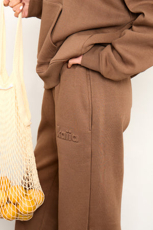 Kaiia Studio Embossed Wide Leg Joggers Caramel