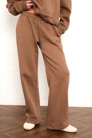 Kaiia Studio Embossed Wide Leg Joggers Caramel