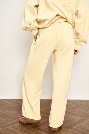 Kaiia Embossed Wide Leg Joggers Washed Butter Yellow