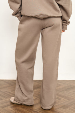 Kaiia Slogan Wide Leg Joggers Grey Taupe
