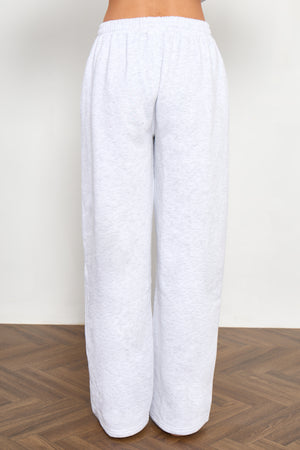 Kaiia Slogan Wide Leg Joggers Light Grey Marl