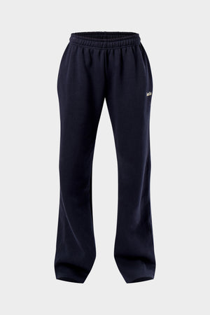 Kaiia Chrome Logo Mid Rise Wide Leg Joggers Navy