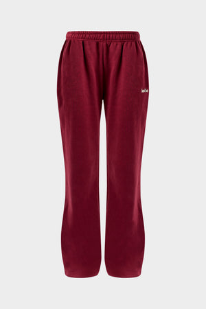 Kaiia Chrome Logo Mid Rise Wide Leg Joggers Burgundy