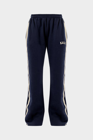 Kaiia Sport Stripe Wide Leg Joggers Navy & Cream