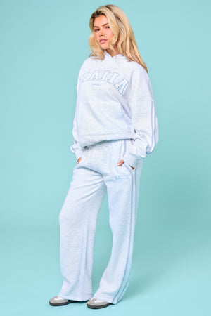 Kaiia Sport Side Stripe Wide Leg Joggers Light Grey Marl & Light Blue