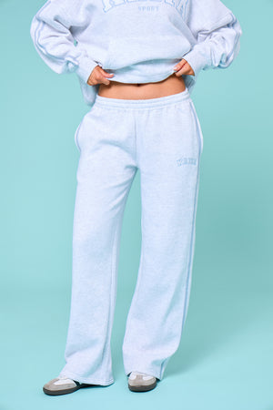 Kaiia Sport Side Stripe Wide Leg Joggers Light Grey Marl & Light Blue