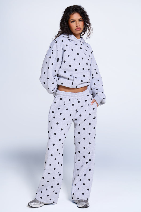 Kaiia Polka Dot Wide Leg Joggers Grey Marl & Black