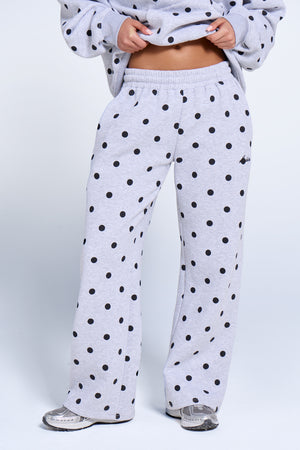 Kaiia Polka Dot Wide Leg Joggers Grey Marl & Black