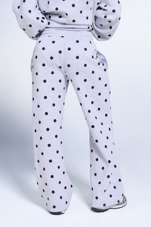 Kaiia Polka Dot Wide Leg Joggers Grey Marl & Black