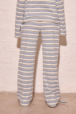 Kaiia Striped Wide Leg Trousers Soft Blue & Yellow