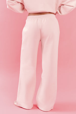 Kaiia Oval Embossed Wide Leg Joggers Pink Meringue