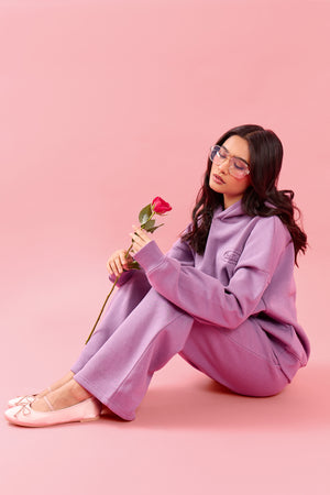 Kaiia Oval Embossed Wide Leg Joggers Grape Boba