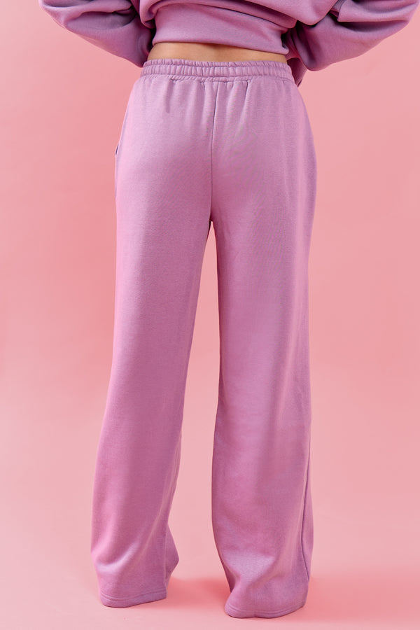 Kaiia Oval Embossed Wide Leg Joggers Grape Boba