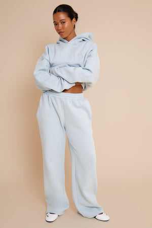 Kaiia Embossed Bubble Logo Wide Leg Joggers Baby Blue