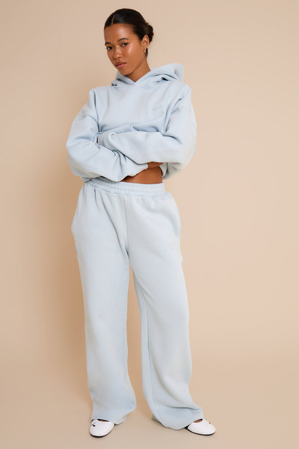 Kaiia Embossed Bubble Logo Wide Leg Joggers Baby Blue
