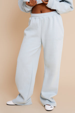 Kaiia Embossed Bubble Logo Wide Leg Joggers Baby Blue