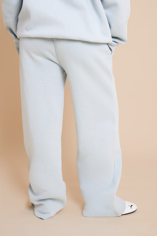 Kaiia Embossed Bubble Logo Wide Leg Joggers Baby Blue