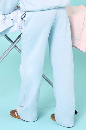 Kaiia Embossed Bubble Logo Wide Leg Joggers Baby Blue