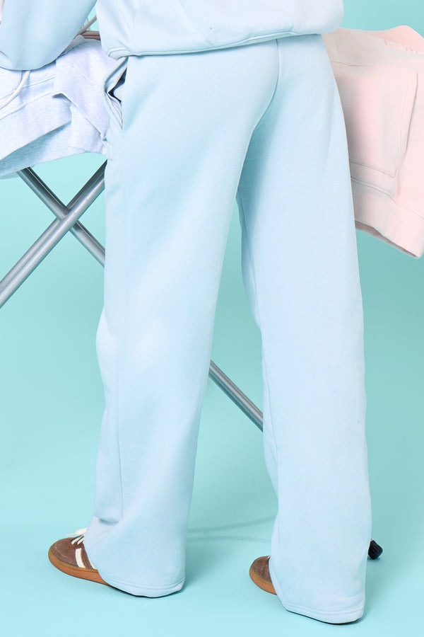 Kaiia Embossed Bubble Logo Wide Leg Joggers Baby Blue