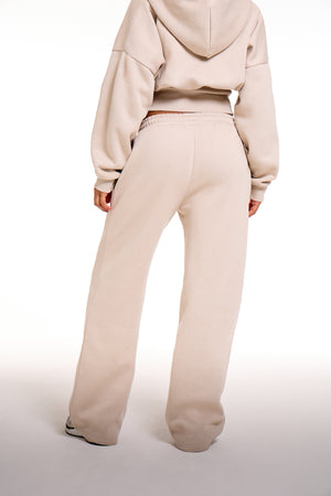 Kaiia Chrome Logo Wide Leg Joggers Ash Taupe