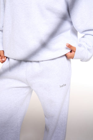 Kaiia Chrome Logo Wide Leg Joggers Grey Melange