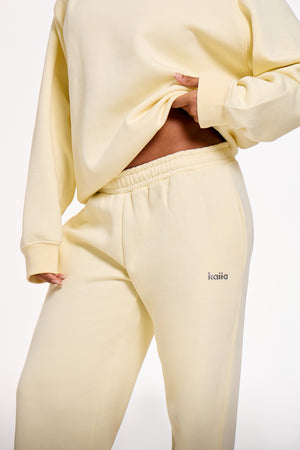 Kaiia Chrome Logo Wide Leg Joggers Lemon