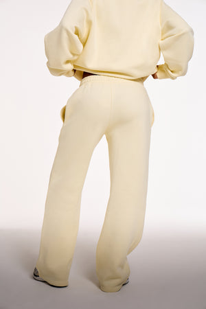 Kaiia Chrome Logo Wide Leg Joggers Lemon