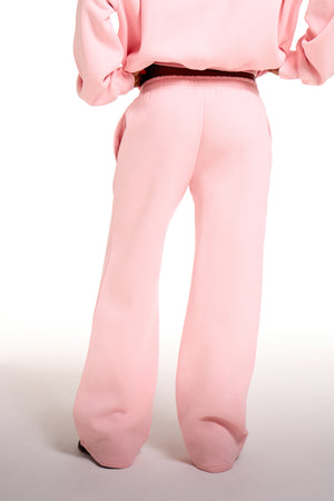 Kaiia Chrome Logo Wide Leg Joggers Sugar Pink