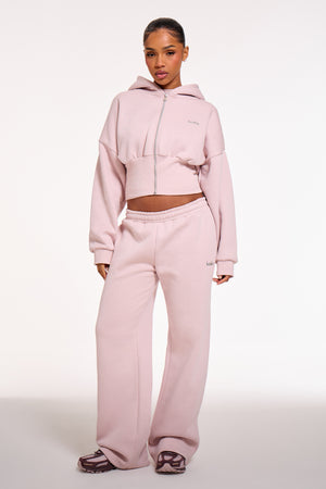 Kaiia Chrome Logo Wide Leg Joggers Pale Dusty Lilac