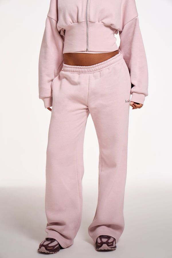 Kaiia Chrome Logo Wide Leg Joggers Pale Dusty Lilac