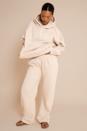 Kaiia Slogan Wide Leg Joggers Chalk