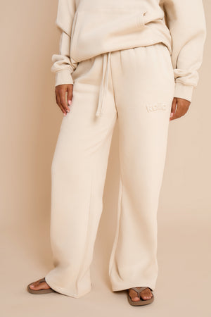 Kaiia Jeans Embossed Wide Leg Joggers Limestone