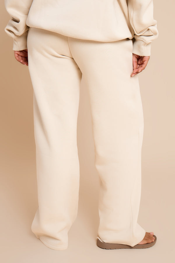 Kaiia Jeans Embossed Wide Leg Joggers Limestone