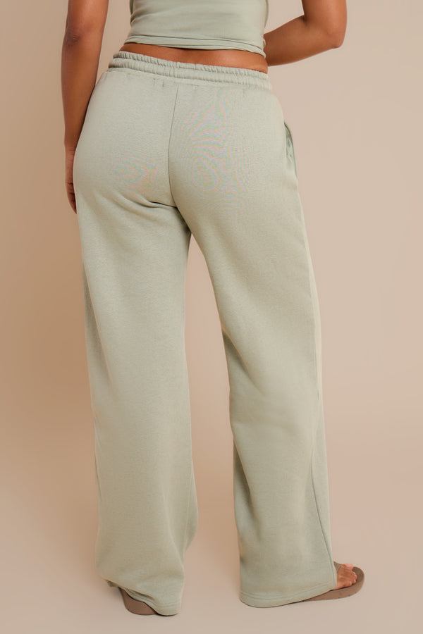 Kaiia Jeans Embossed Wide Leg Joggers Eucalyptus