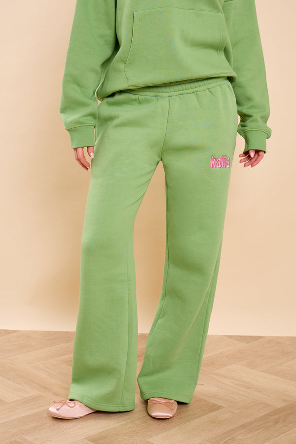 Kaiia Bubble Studio Wide Leg Joggers Matcha Latte