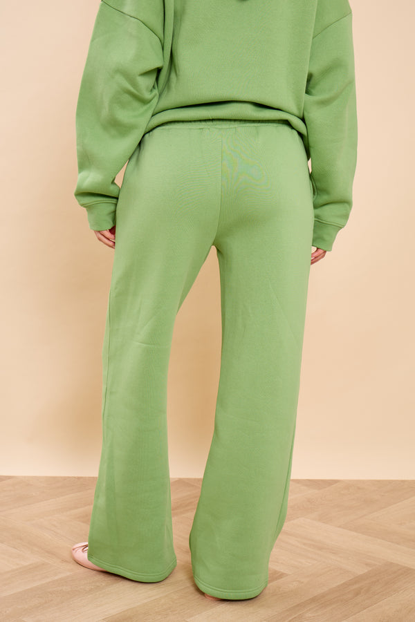Kaiia Bubble Studio Wide Leg Joggers Matcha Latte