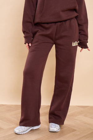 Kaiia Bubble Studio Wide Leg Joggers Espresso