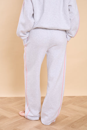 Kaiia Sport Side Stripe Wide Leg Joggers Light Grey Marl & Pink Sugar