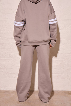 Kaiia Side Stripe Wide Leg Joggers Mist Grey & Cream