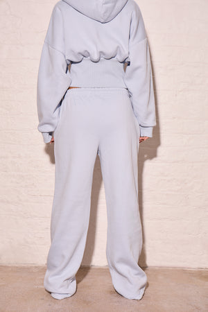 Kaiia Side Stripe Wide Leg Joggers Dusty Blue & Lemon